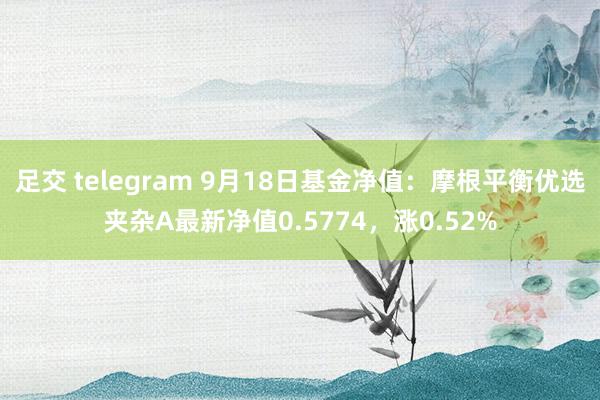 足交 telegram 9月18日基金净值：摩根平衡优选夹杂A最新净值0.5774，涨0.52%