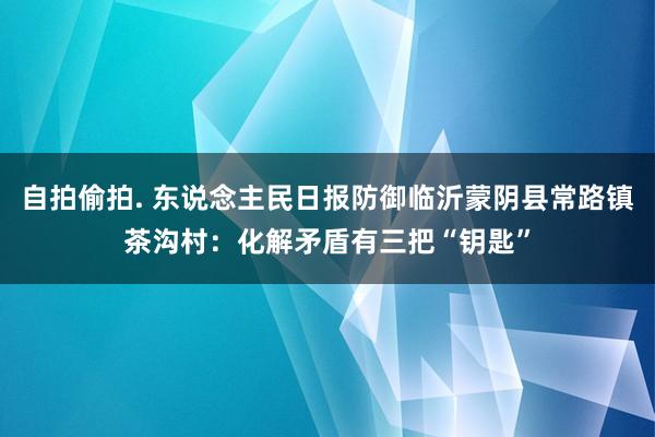 自拍偷拍. 东说念主民日报防御临沂蒙阴县常路镇茶沟村：化解矛盾有三把“钥匙”