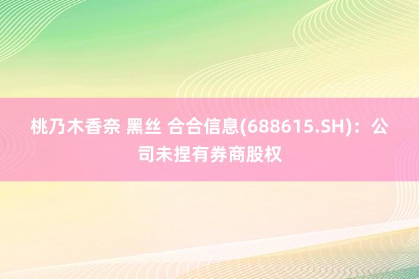 桃乃木香奈 黑丝 合合信息(688615.SH)：公司未捏有券商股权