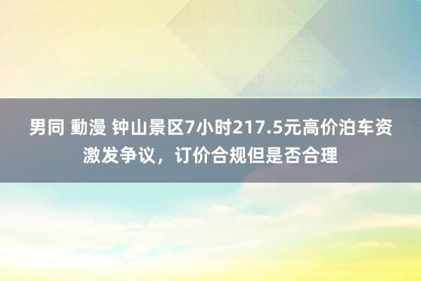 男同 動漫 钟山景区7小时217.5元高价泊车资激发争议，订价合规但是否合理