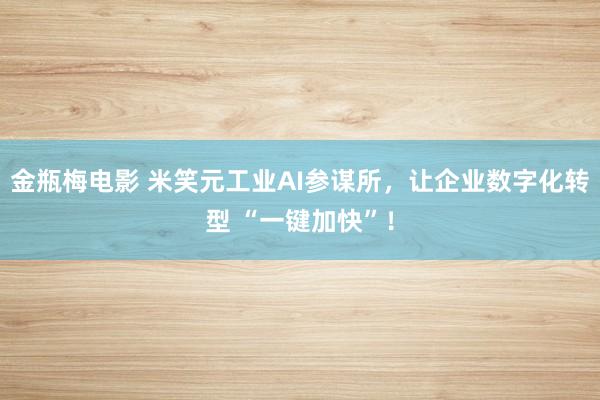 金瓶梅电影 米笑元工业AI参谋所，让企业数字化转型 “一键加快”！