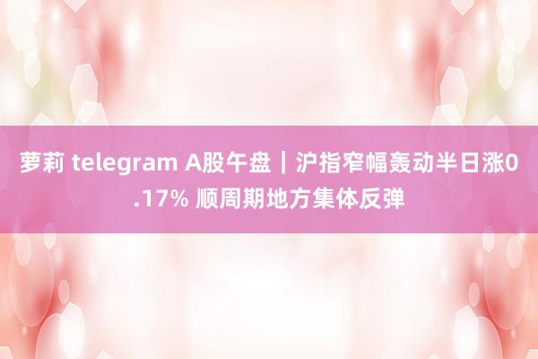 萝莉 telegram A股午盘｜沪指窄幅轰动半日涨0.17% 顺周期地方集体反弹