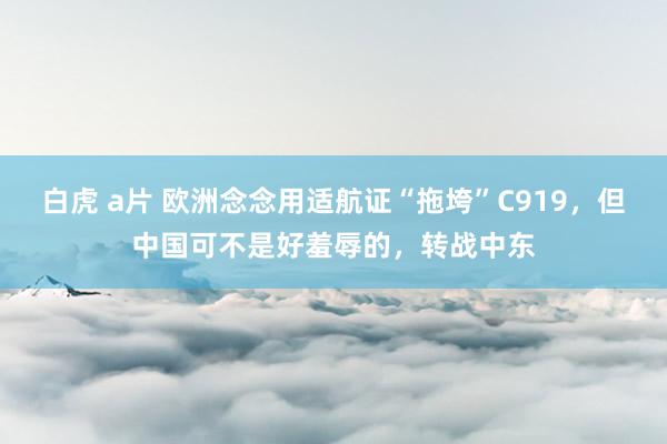 白虎 a片 欧洲念念用适航证“拖垮”C919，但中国可不是好羞辱的，转战中东