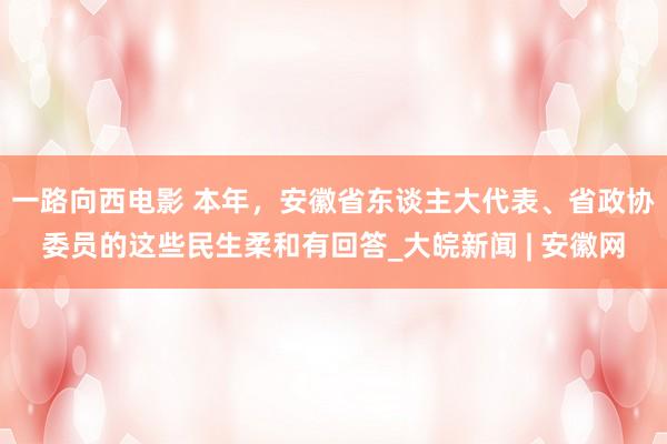 一路向西电影 本年，安徽省东谈主大代表、省政协委员的这些民生柔和有回答_大皖新闻 | 安徽网