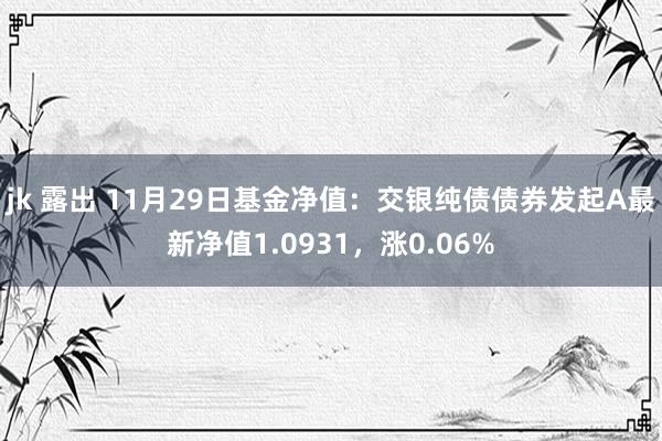 jk 露出 11月29日基金净值：交银纯债债券发起A最新净值1.0931，涨0.06%