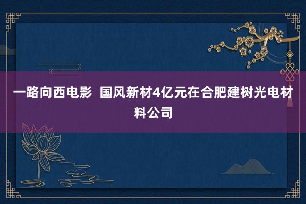 一路向西电影  国风新材4亿元在合肥建树光电材料公司